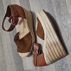 Nine West Adell womens espadrillewedge sandals medium brown size 9.5